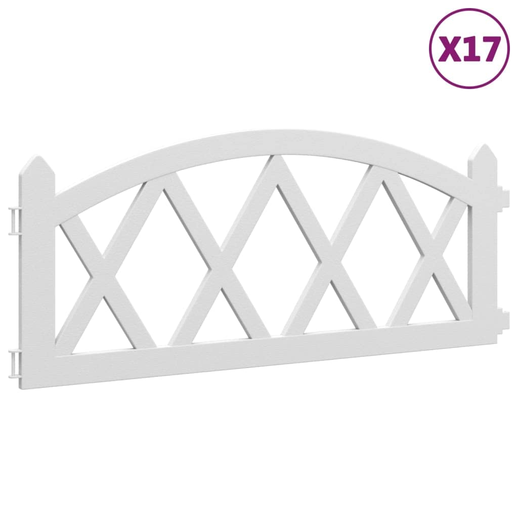 vidaXL Rasenkante 17-tlg Weiß 10 m Beetumrandung PP Zaun