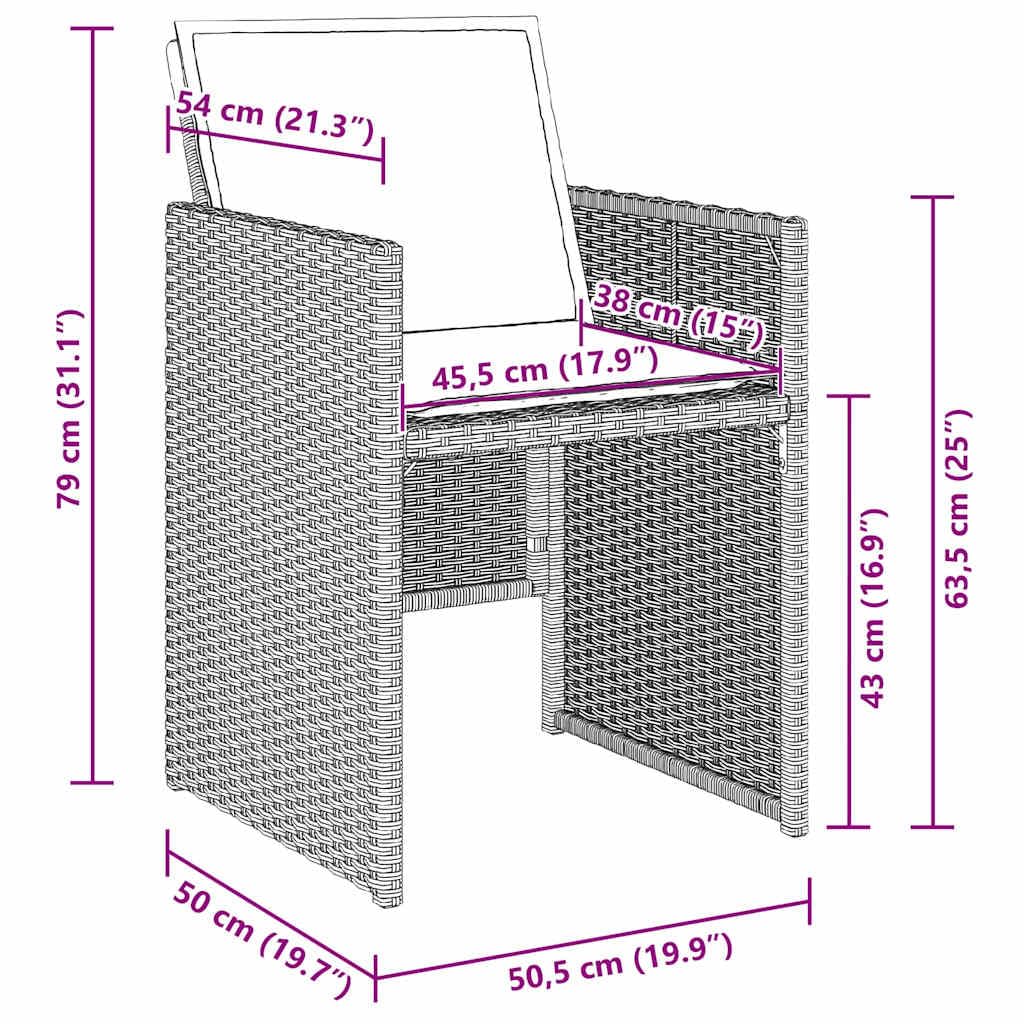 vidaXL Heim & Garten Essgruppe 9-tlg Hellgrau Rattan 200cm