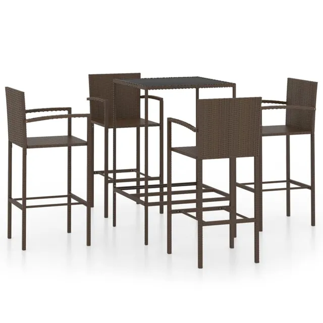 vidaXL Heim & Garten 5-tlg. Gartenbar-Set Rattan Braun 130 cm