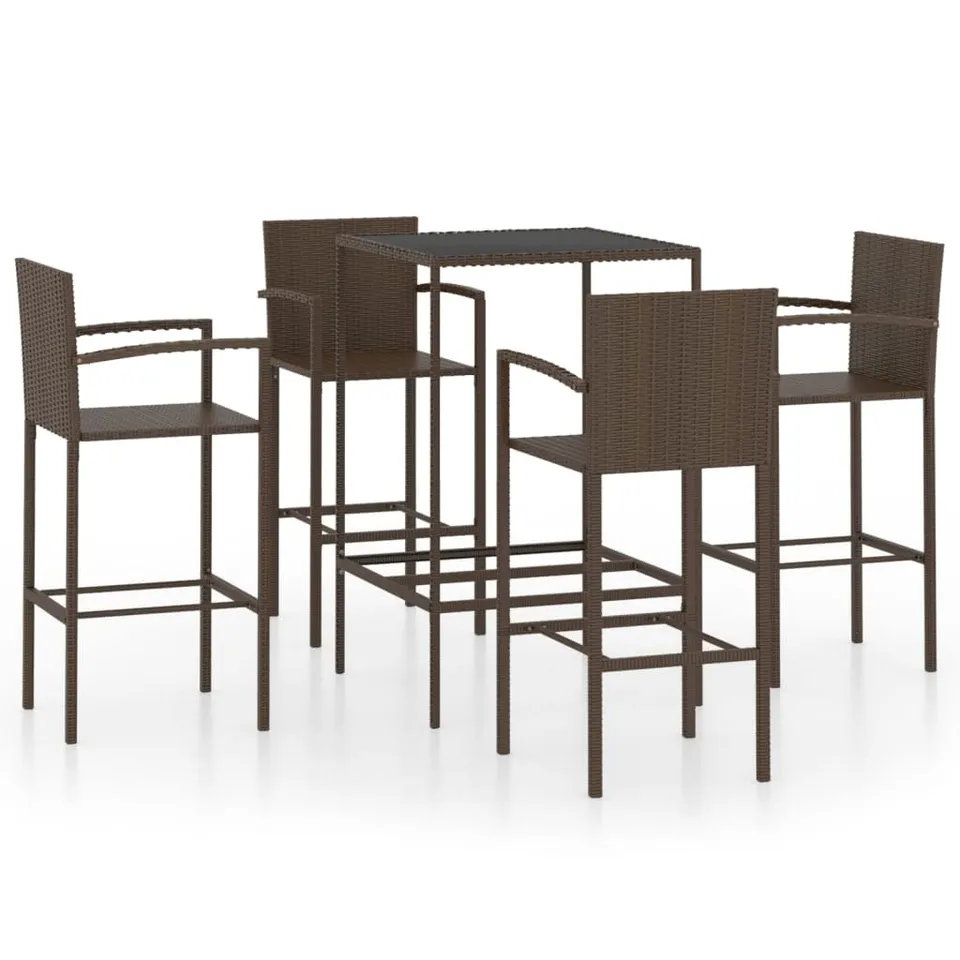 vidaXL Heim & Garten 5-tlg. Gartenbar-Set Rattan Braun 130 cm