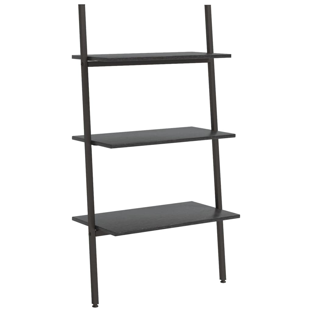 vidaXL Anlehnregal Schwarz 64x34x116 cm 3 Ablagen Stahl