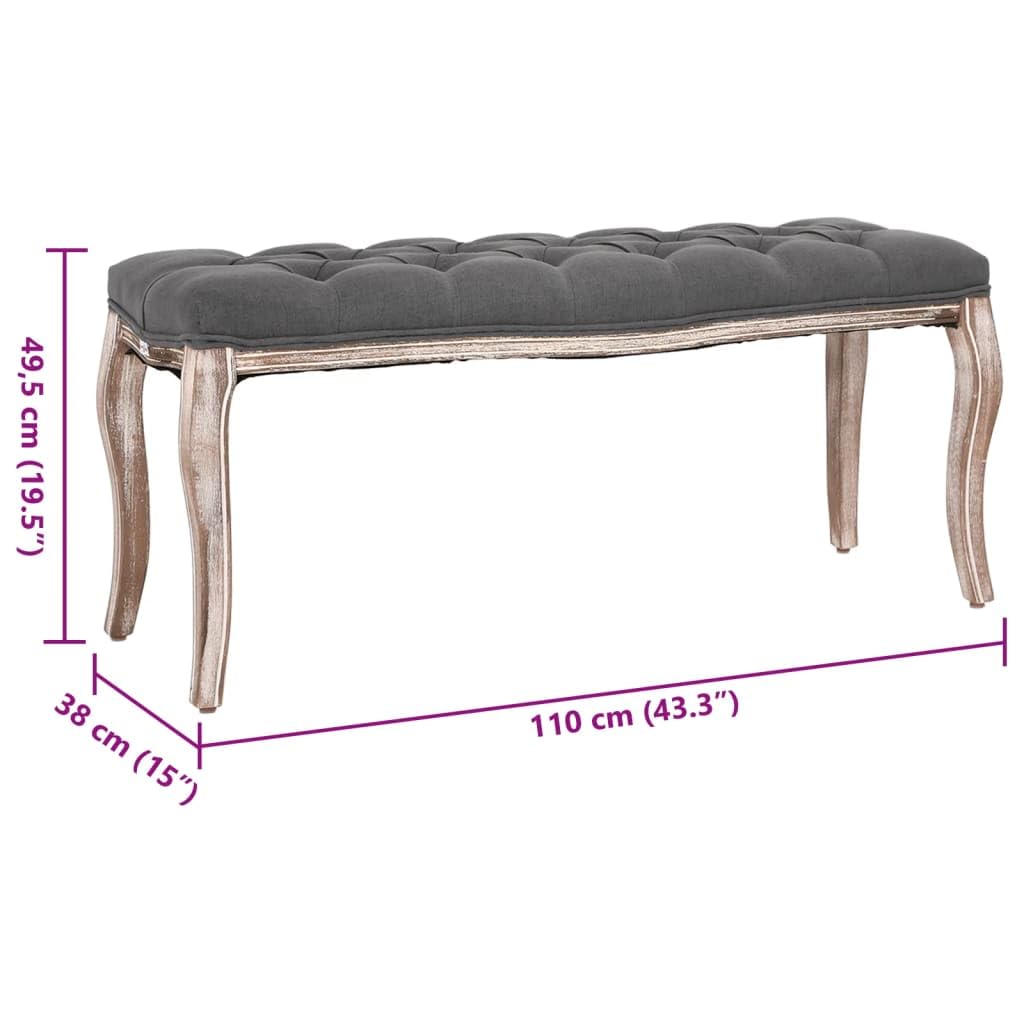 vidaXL Heim & Garten Bank Leinen 110x38x48 cm Dunkelgrau