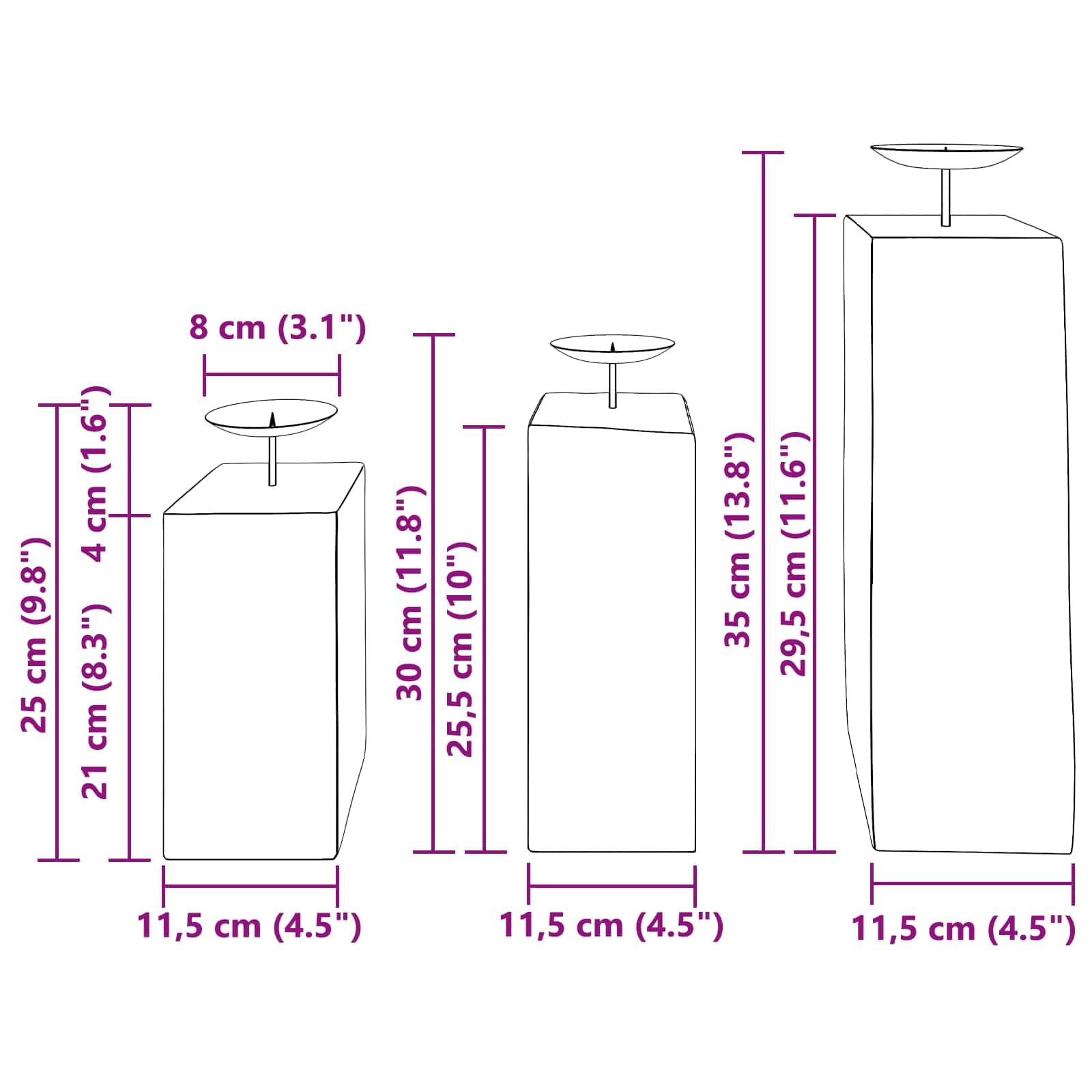 vidaXL Heim & Garten Kerzenhalter Natur 3 Stk Altholz rustikal
