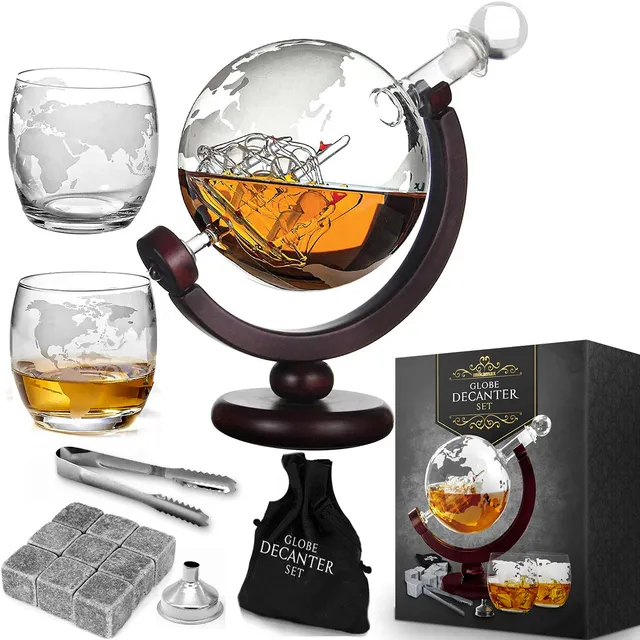 MikaMax Bar & Kitchen Whisky Karaffe Globus Set 850 ml