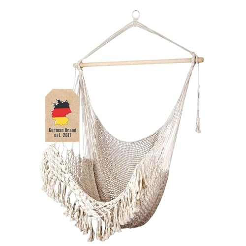 Intirilife Hängesessel Makramee Beige 120x100 Baumwolle Boho