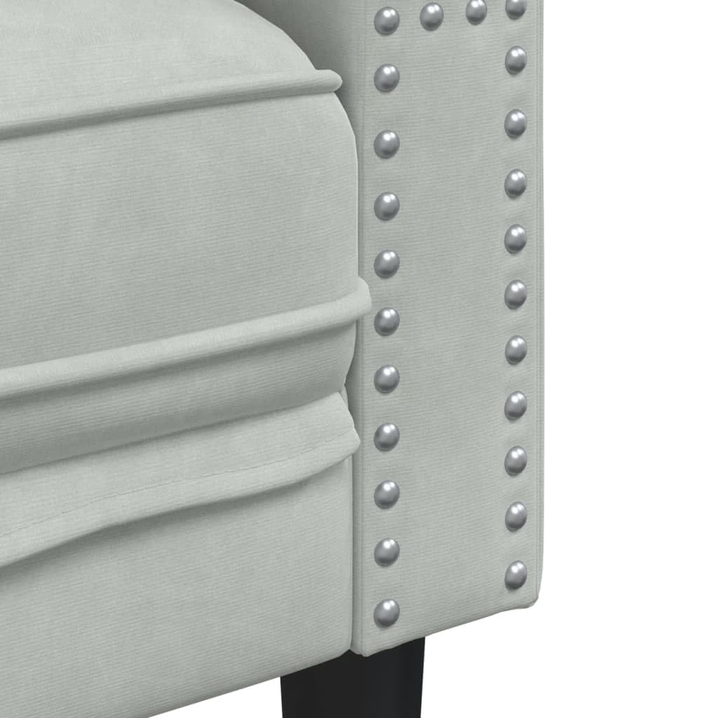 vidaXL Möbel Chesterfield Sofa-Set Hellgrau Samt 3-TLG. Nackenrollen