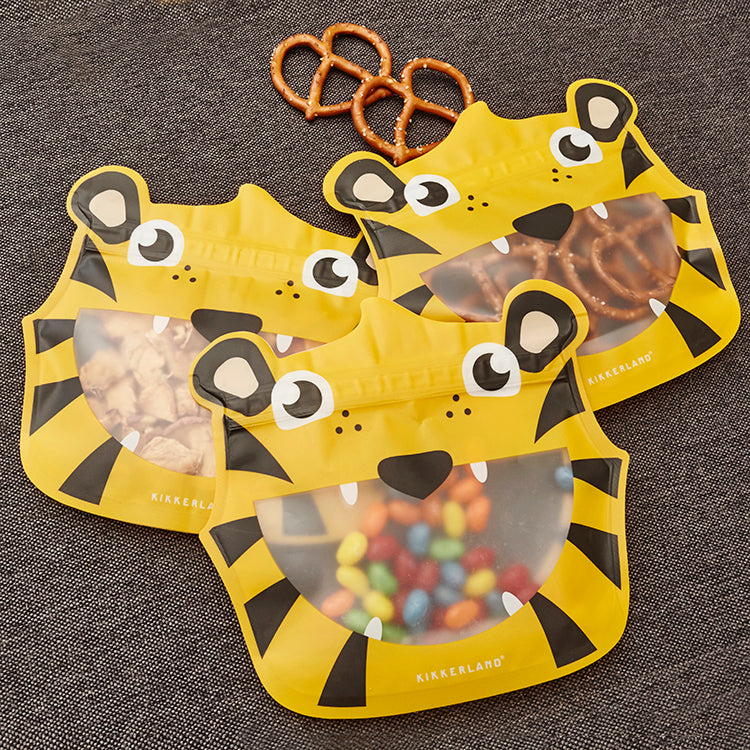 Kikkerland Home Tiger Zipper Bags Aufbewahrungsbeutel 3er Set