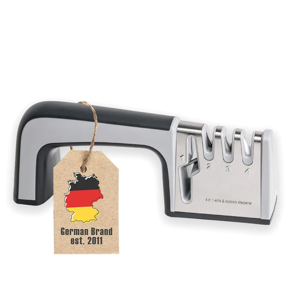 Intirilife Messerschärfer Schwarz 4-in-1 Edelstahl 24x6x9 cm