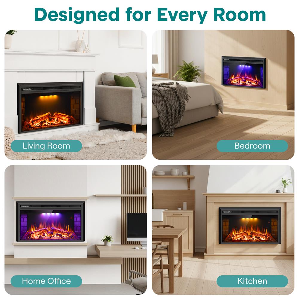 Serenelife Heater Wandkamin Elektroheizung 1500W WiFi Schwarz