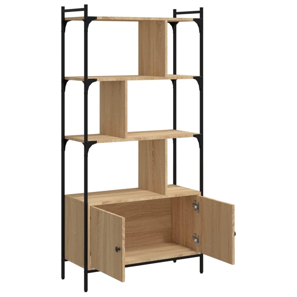 vidaXL Möbel Bücherregal Sonoma-Eiche 76,5 cm mit Türen