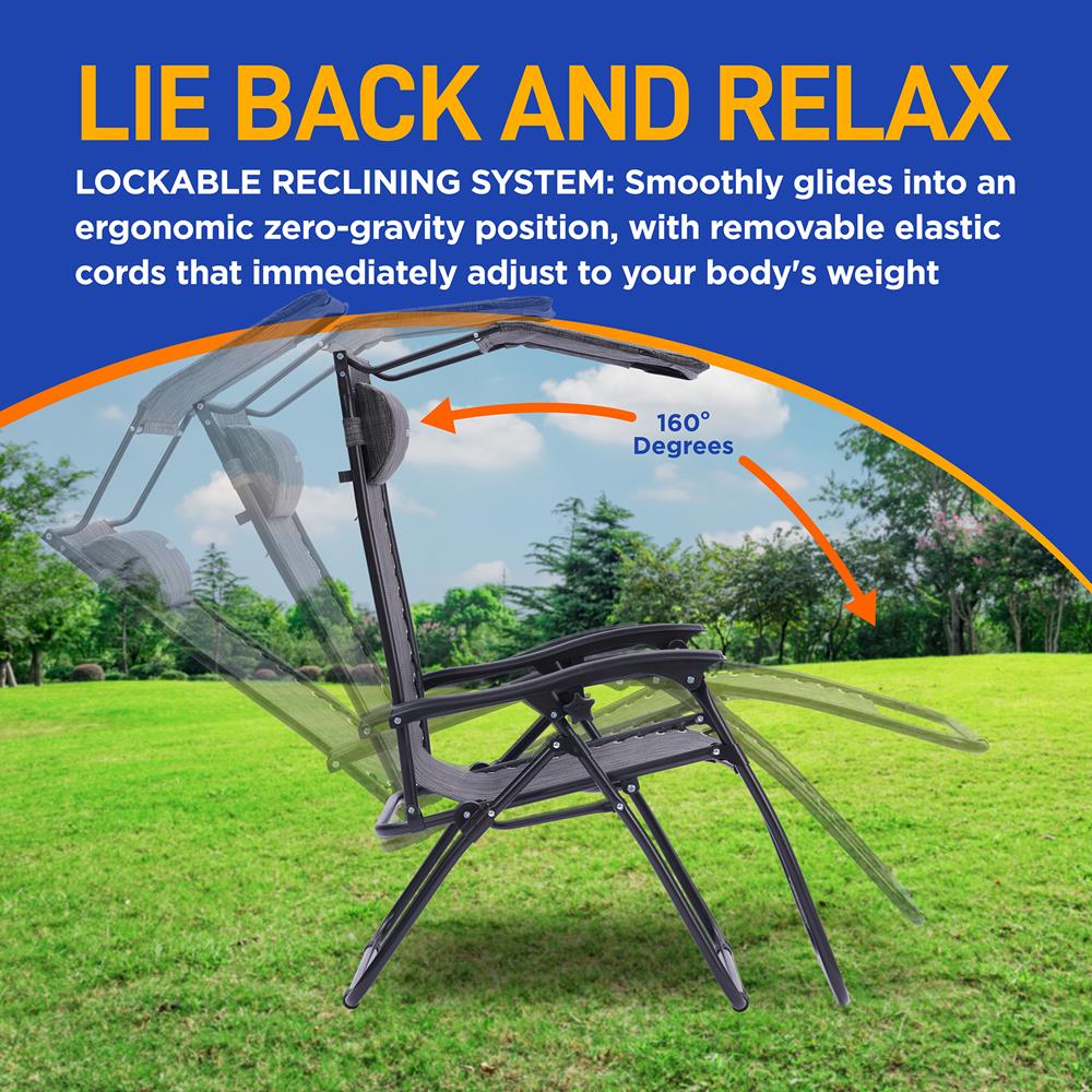 Serenelife Camping Zero Gravity Liegestuhl grau 2er Set