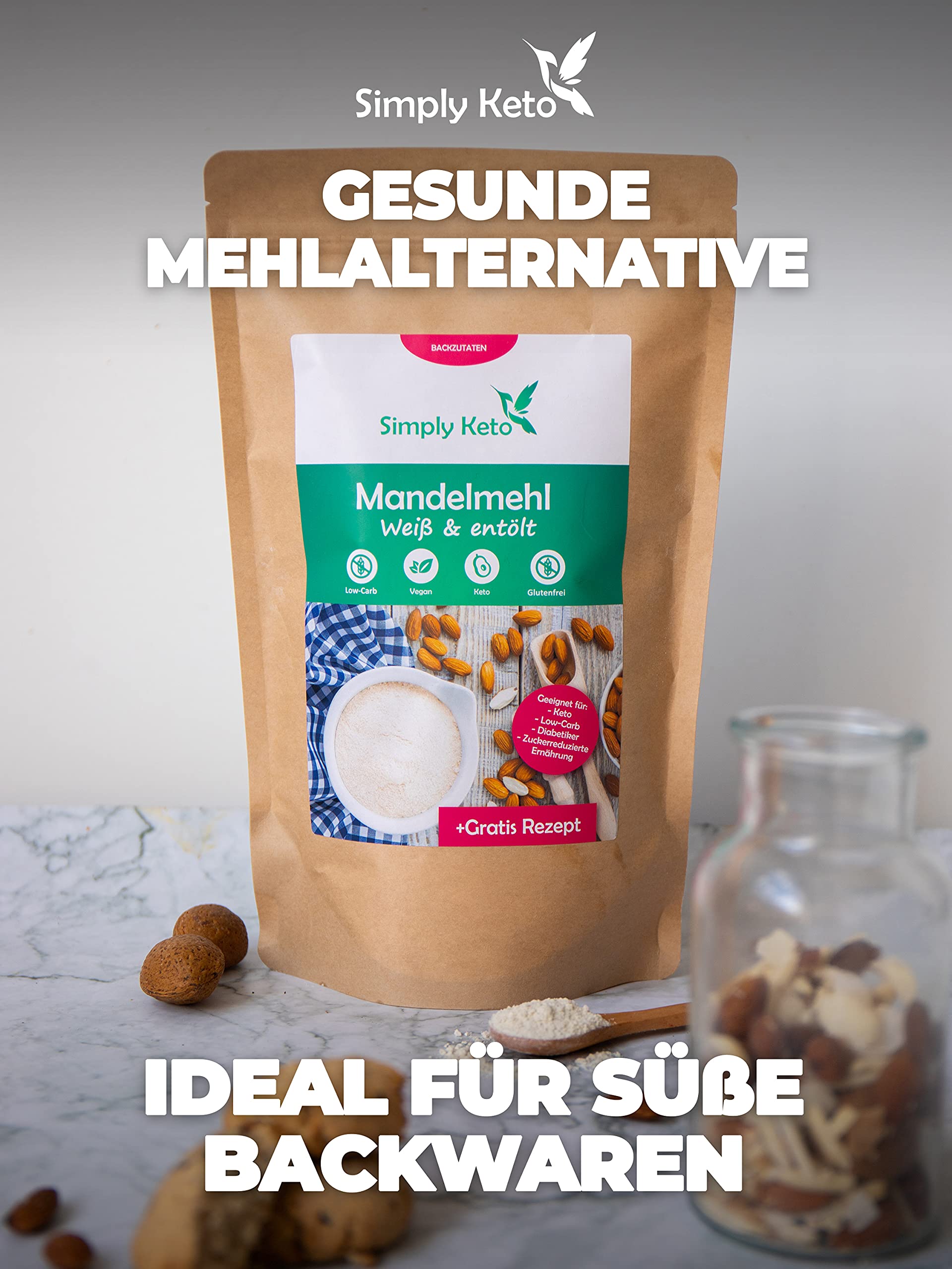 Simply Keto Mandelmehl entölt Backmehl 500 g glutenfrei