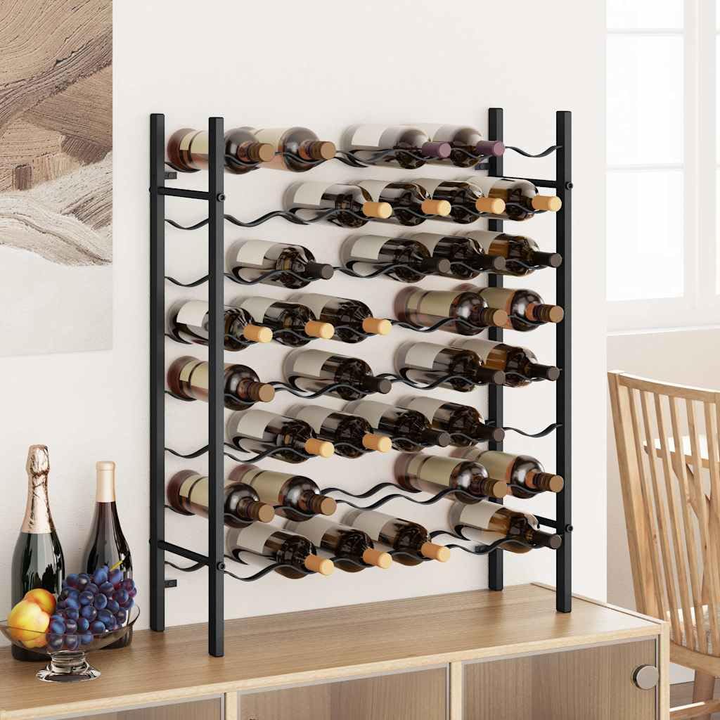 vidaXL Weinregal 48 Flaschen Metall Schwarz