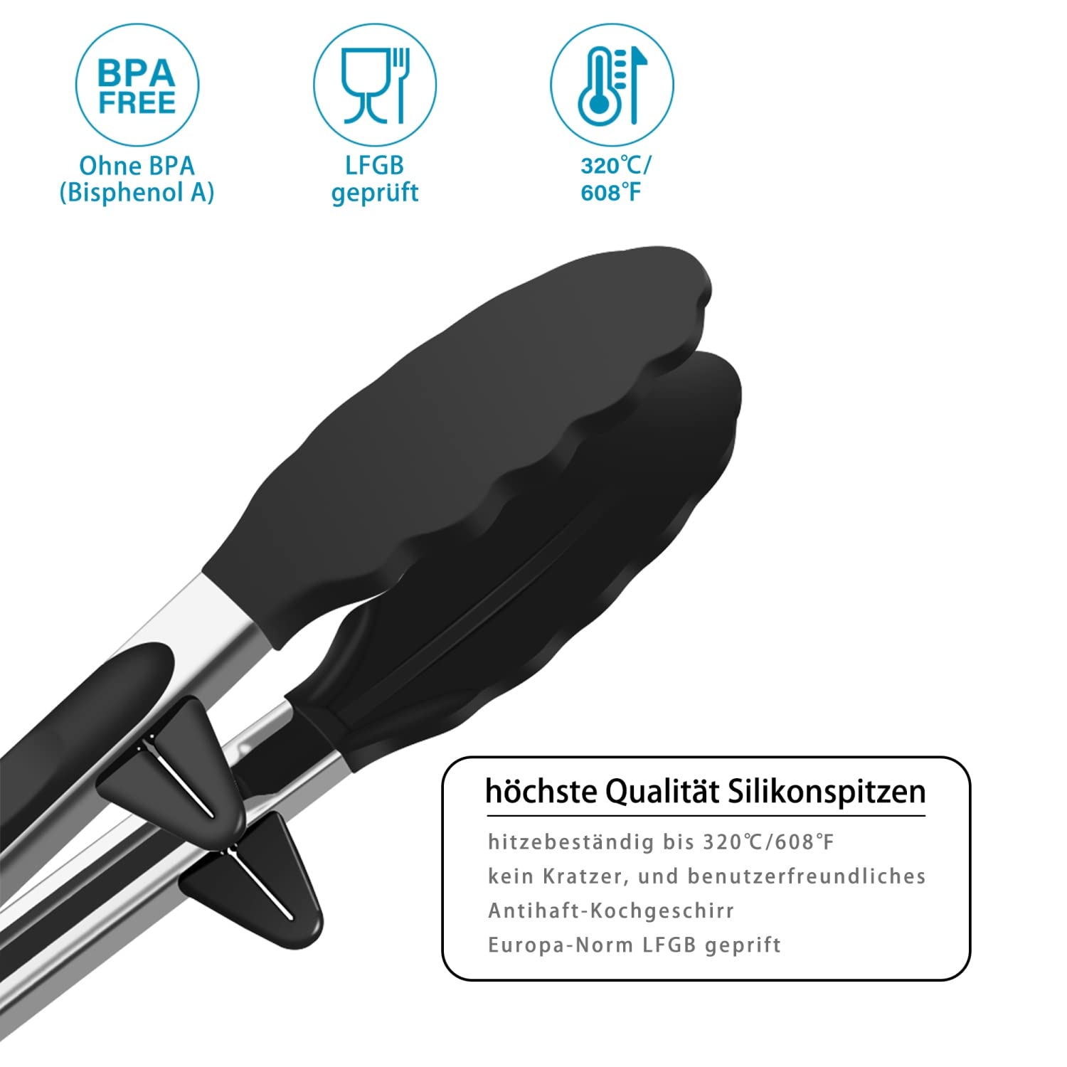 Intirilife Küche Küchenzange 2er-Set Edelstahl Silikon