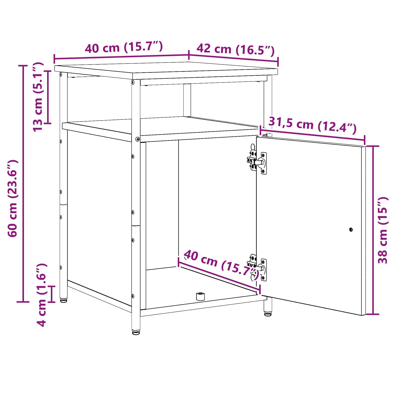 vidaXL Nachttisch Altholz 2 STK. 40x42x60 Nachtschrank
