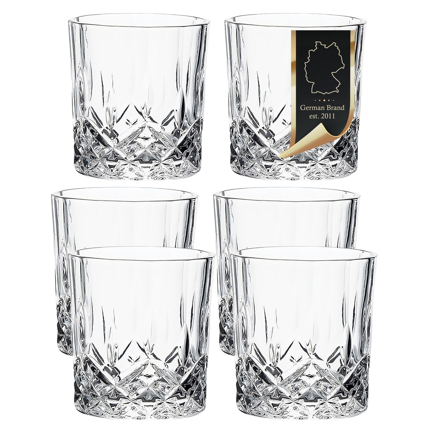 Intirilife Whisky Gläser 6er Set 200 ml Kristallklar