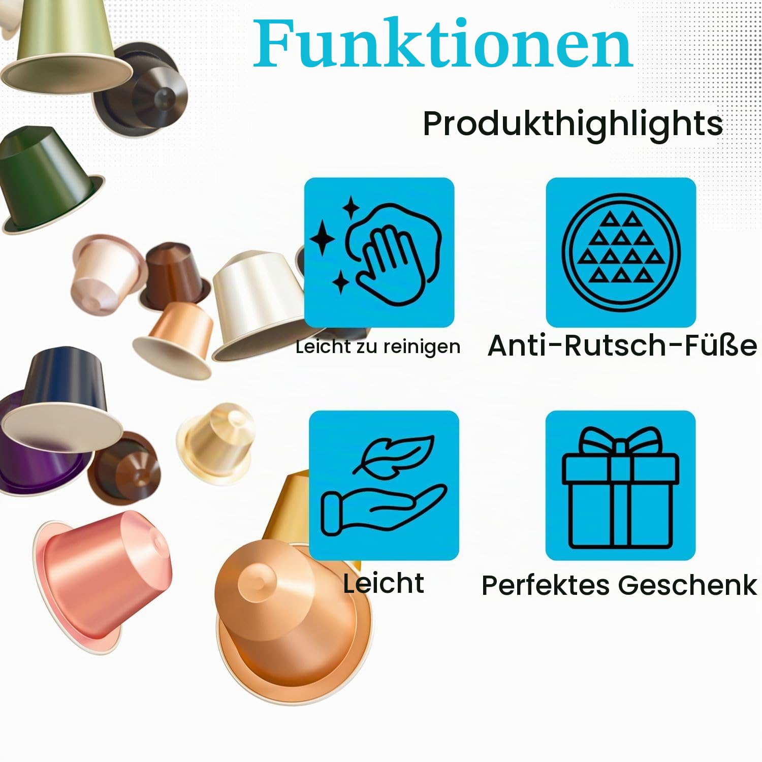 Intirilife Küche Kapselhalter Weiß 50 Nespresso 38 cm