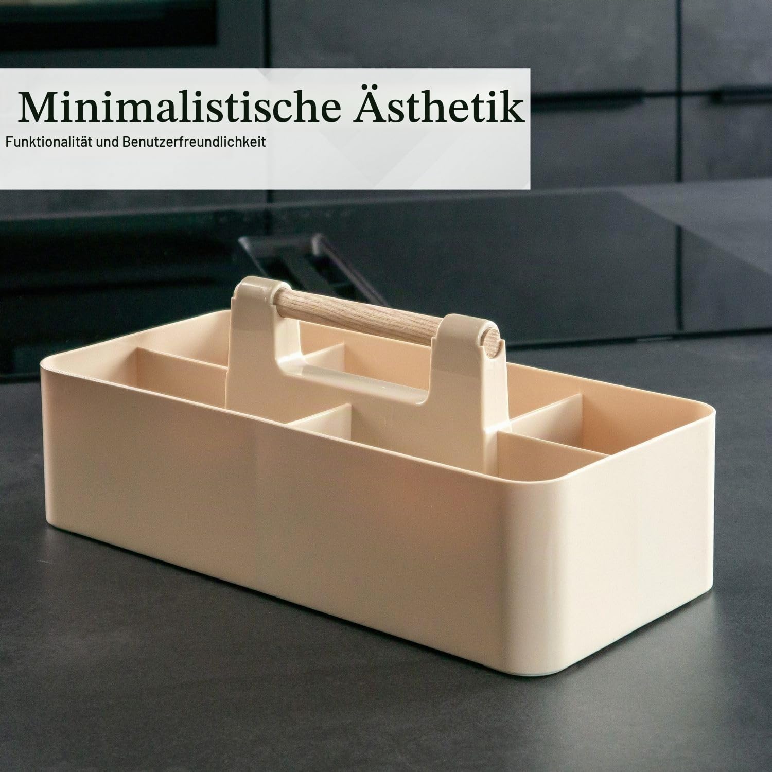 Intirilife Organizer Caddy Beige 32 cm Griff 5 Fächer Box