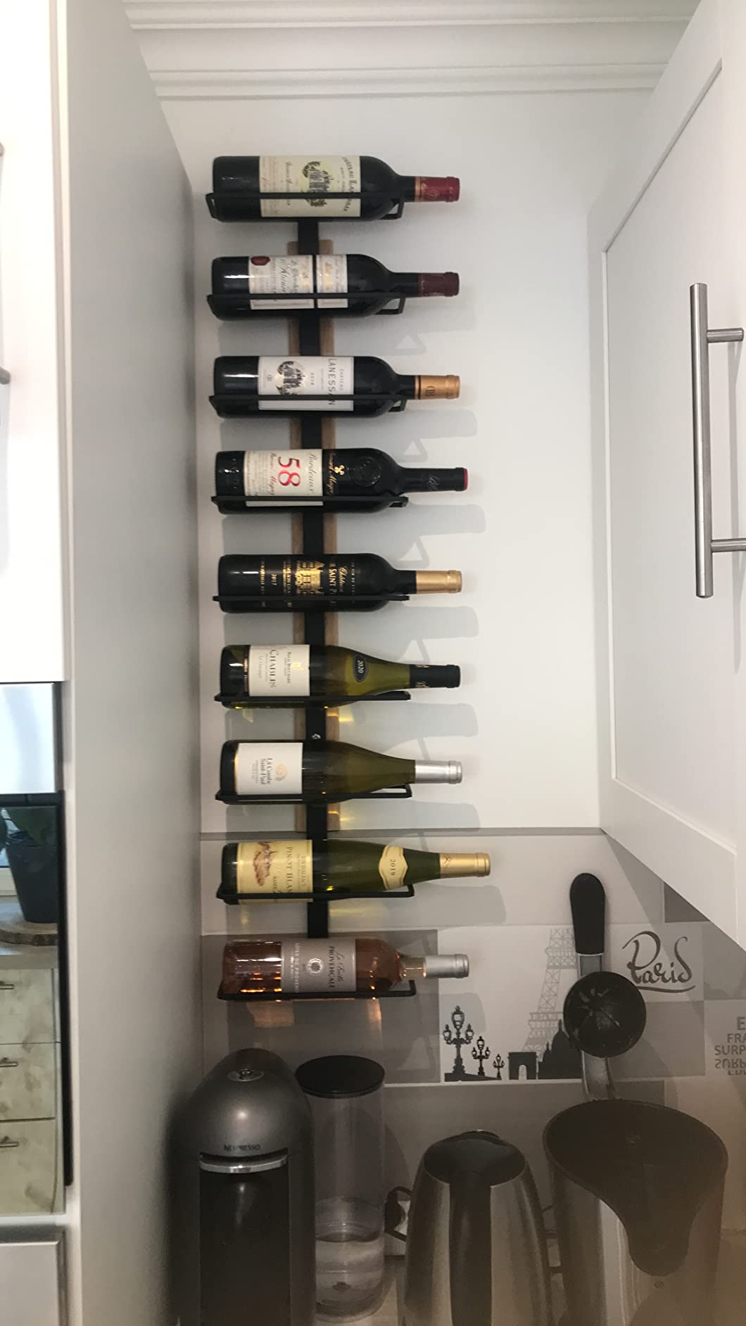 vidaXL Möbel Wand Weinregal Schwarz Eisen 9 Flaschen