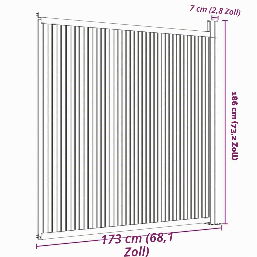 vidaXL Zaunelement Grau 173x186 cm WPC Sichtschutzzaun