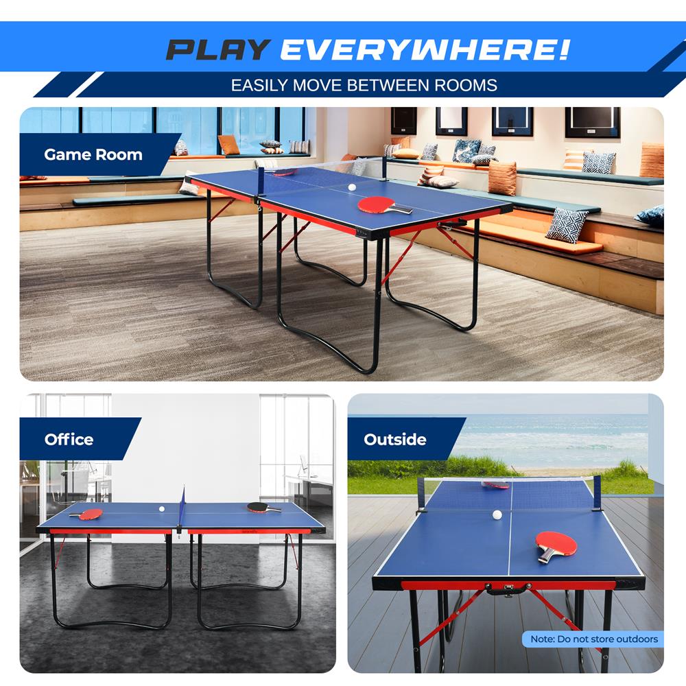 Serenelife Game Tables Tischtennisplatte 6x3 Blau klappbar
