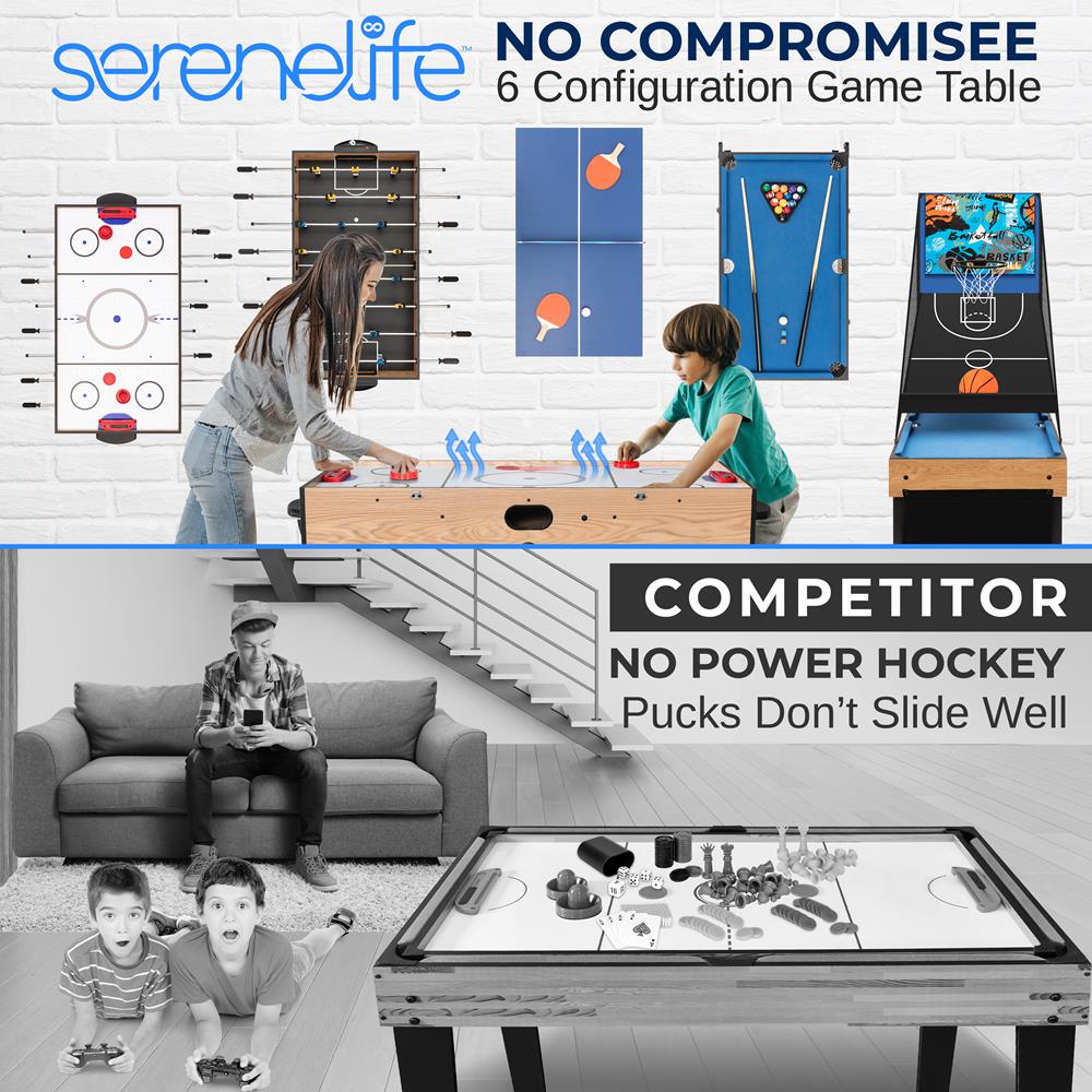 Serenelife Game Tables Spieltisch 6-in-1 48" MDF