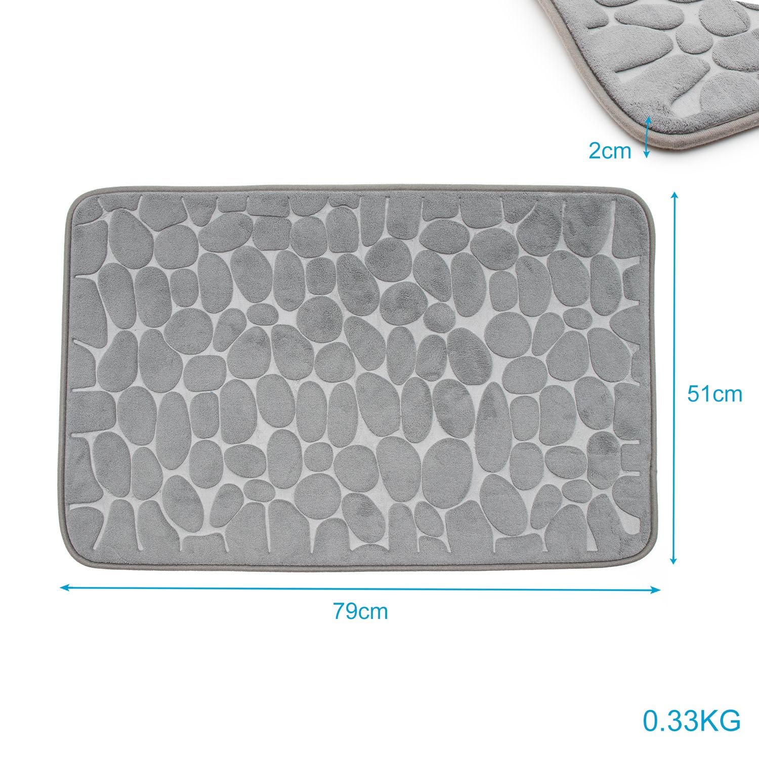 Intirilife Duschvorleger Grau 80x50 cm Memory-Schaum