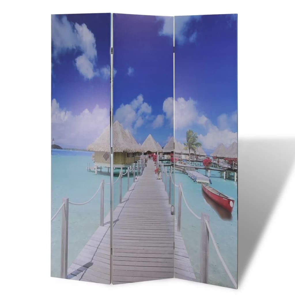 vidaXL Möbel Raumteiler klappbar 120x170 cm Strand Blau 3-tlg.