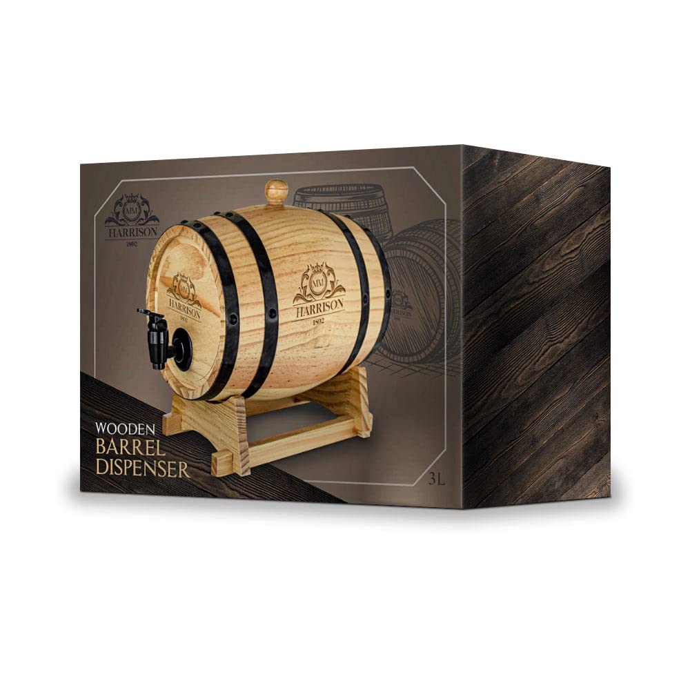 Mikamax Bar Holzfass Spender 3L mit Zapfhahn Holz Natur