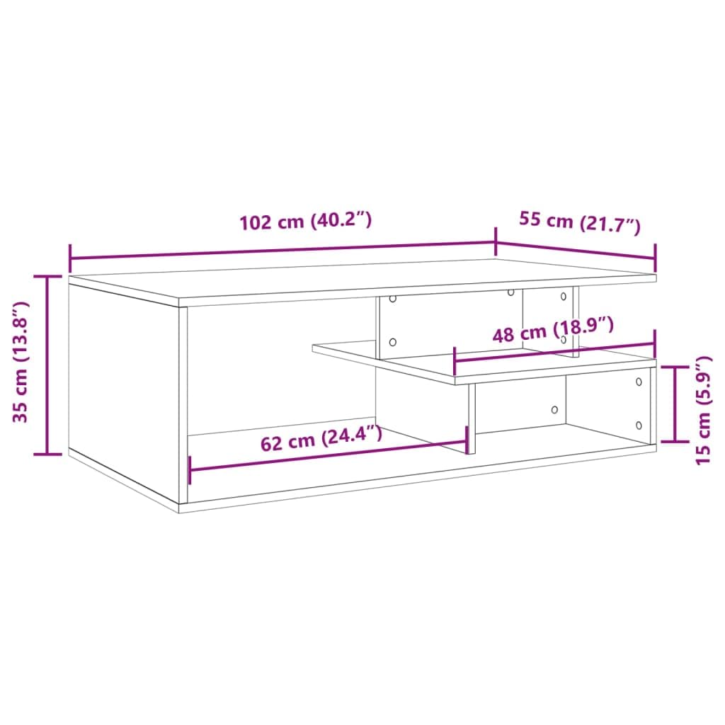 vidaXL Couchtisch Weiß 102x55x35 Holzwerkstoff mit Ablage