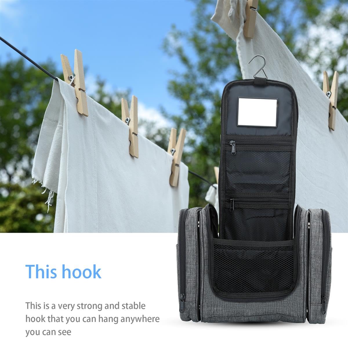 Intirilife Kosmetiktasche Grau 27x13x27,5 cm Polyester aufhängbar