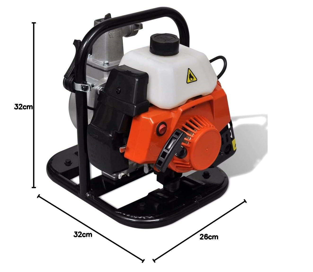 vidaXL Benzin-Wasserpumpe 2-Takt 1,2kW 11,5m³/h