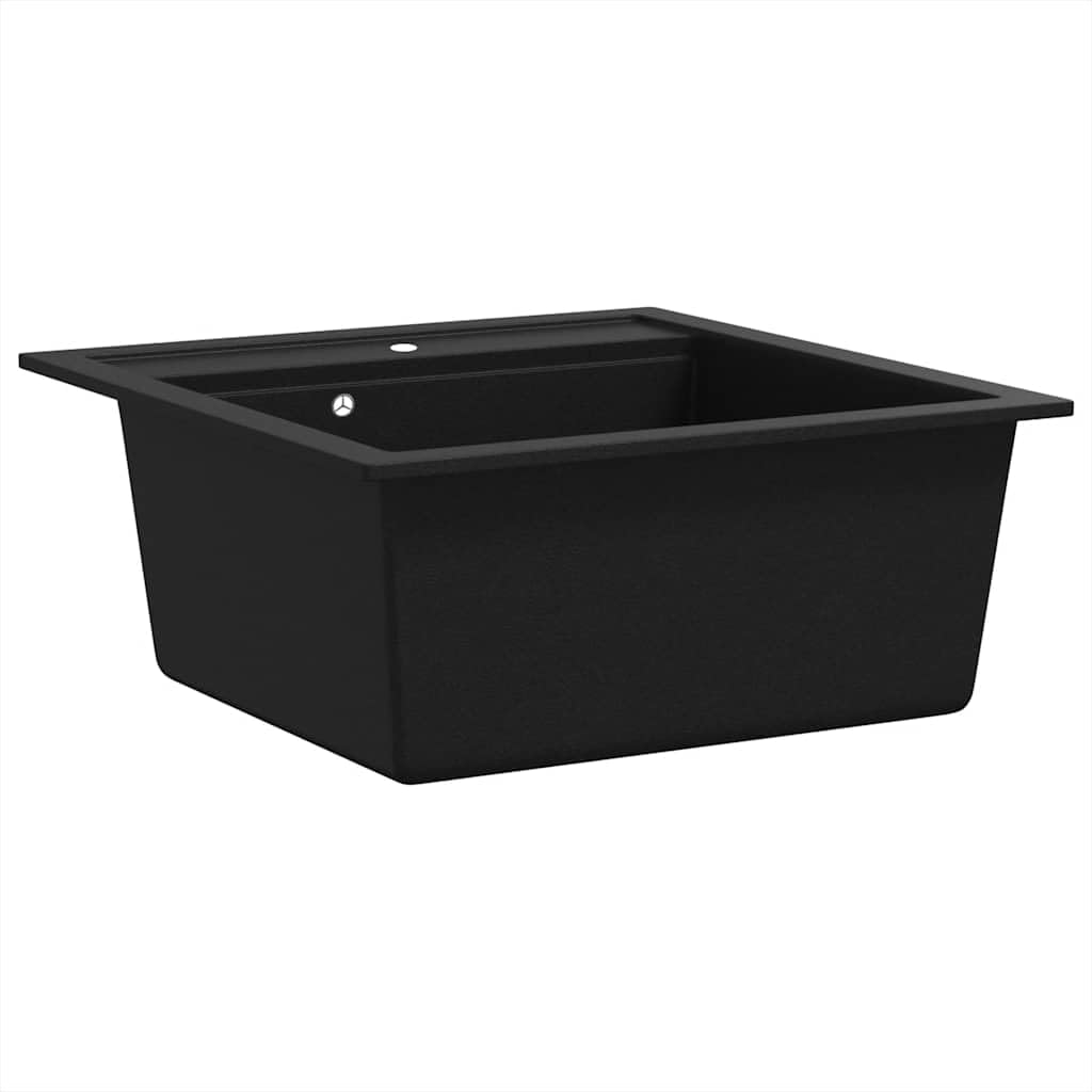 vidaXL Granitspüle Einzelbecken Schwarz 78x50x31 cm kratzfest