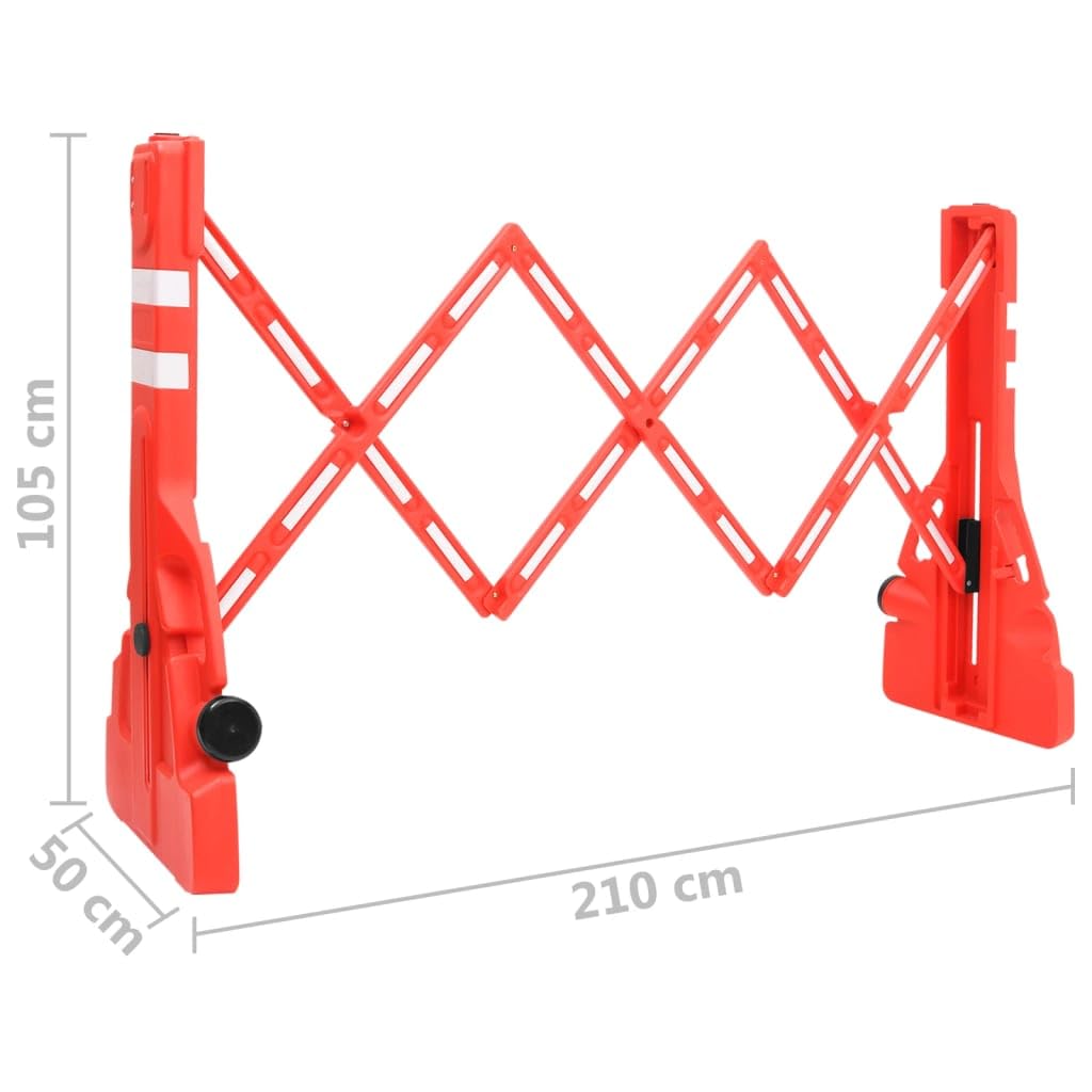 vidaXL Verkehrsschranke faltbar rot 210x50x105 cm PE