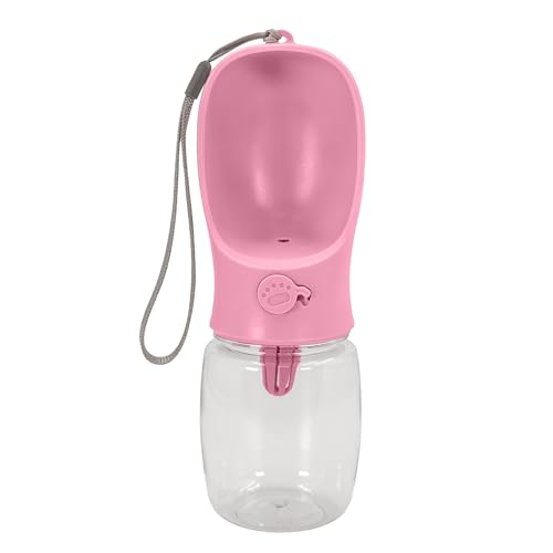Intirilife Hunde Trinkflasche rosa 300 ml auslaufsicher Kunststoff
