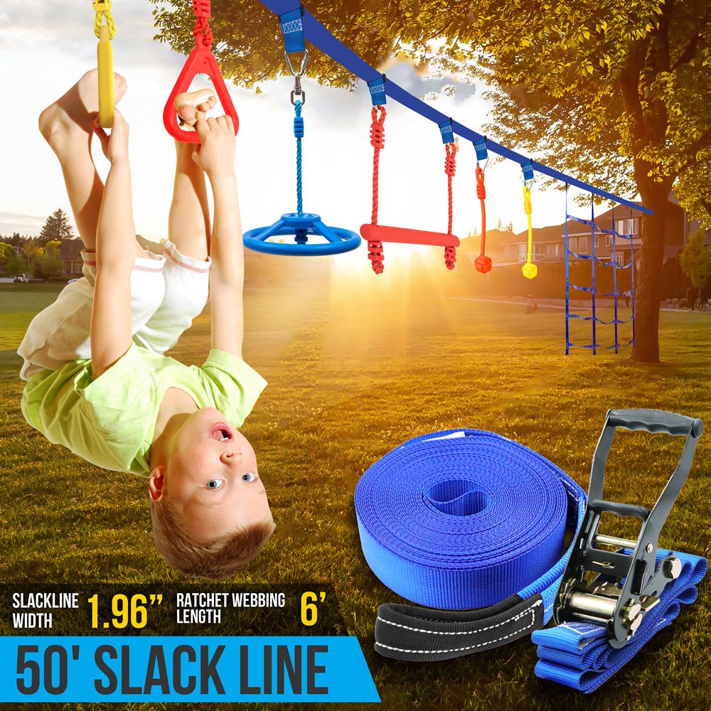 Serenelife Kids Play Ninja Slackline 15m blau 18 Teile