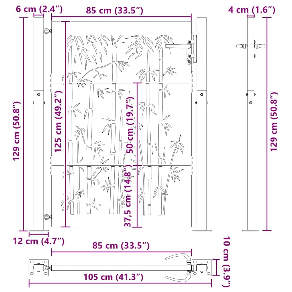 vidaXL Heim & Garten Gartentor 100x125 cm Cortenstahl Rostig
