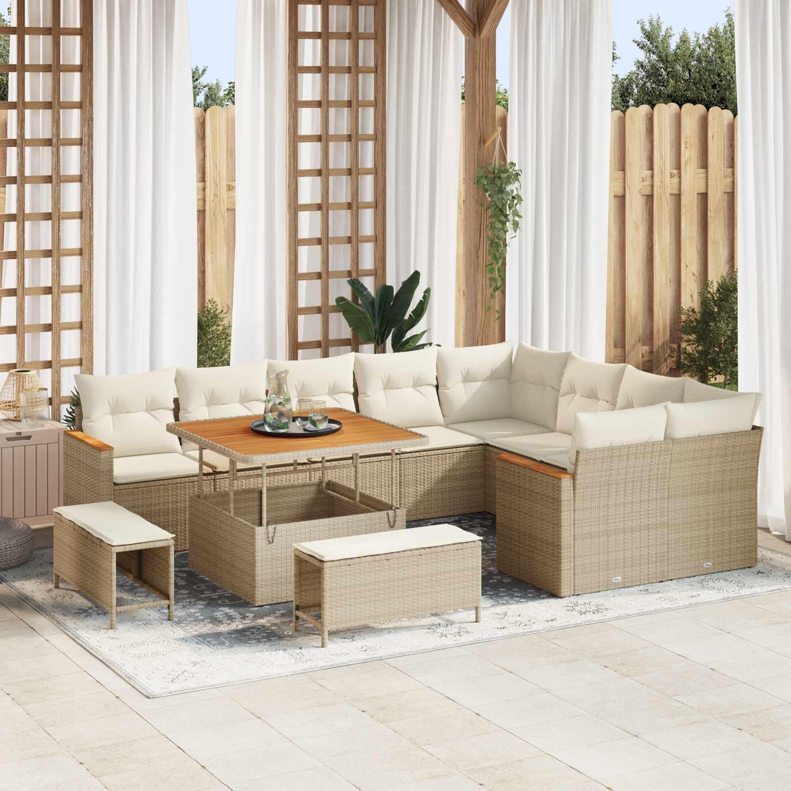 vidaXL Heim & Garten Gartensofa-Set 12-tlg Beige 100 cm