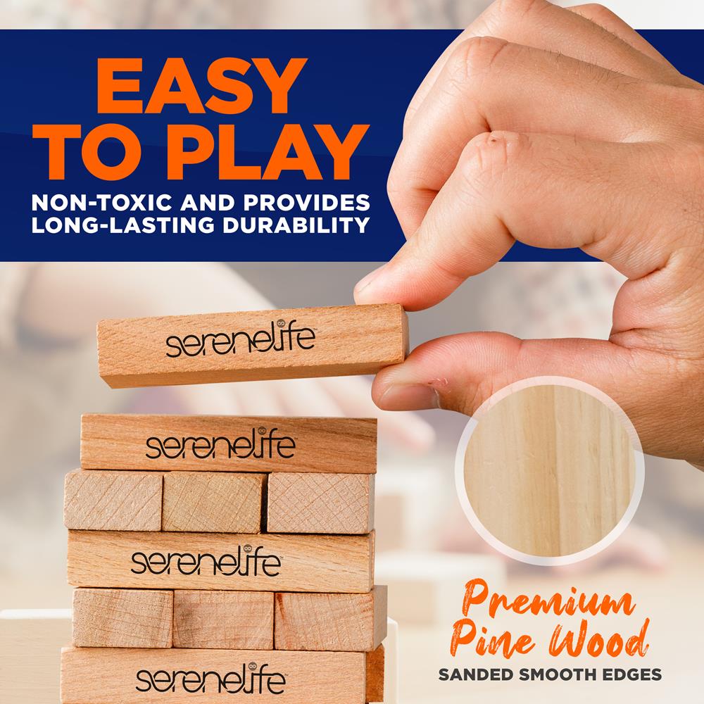 Serenelife Game Tables Wackelturm Holz Riese 56 Teile mit Tasche