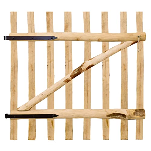 vidaXL Heim & Garten Zauntor 100x100 cm Haselnussholz unbehandelt