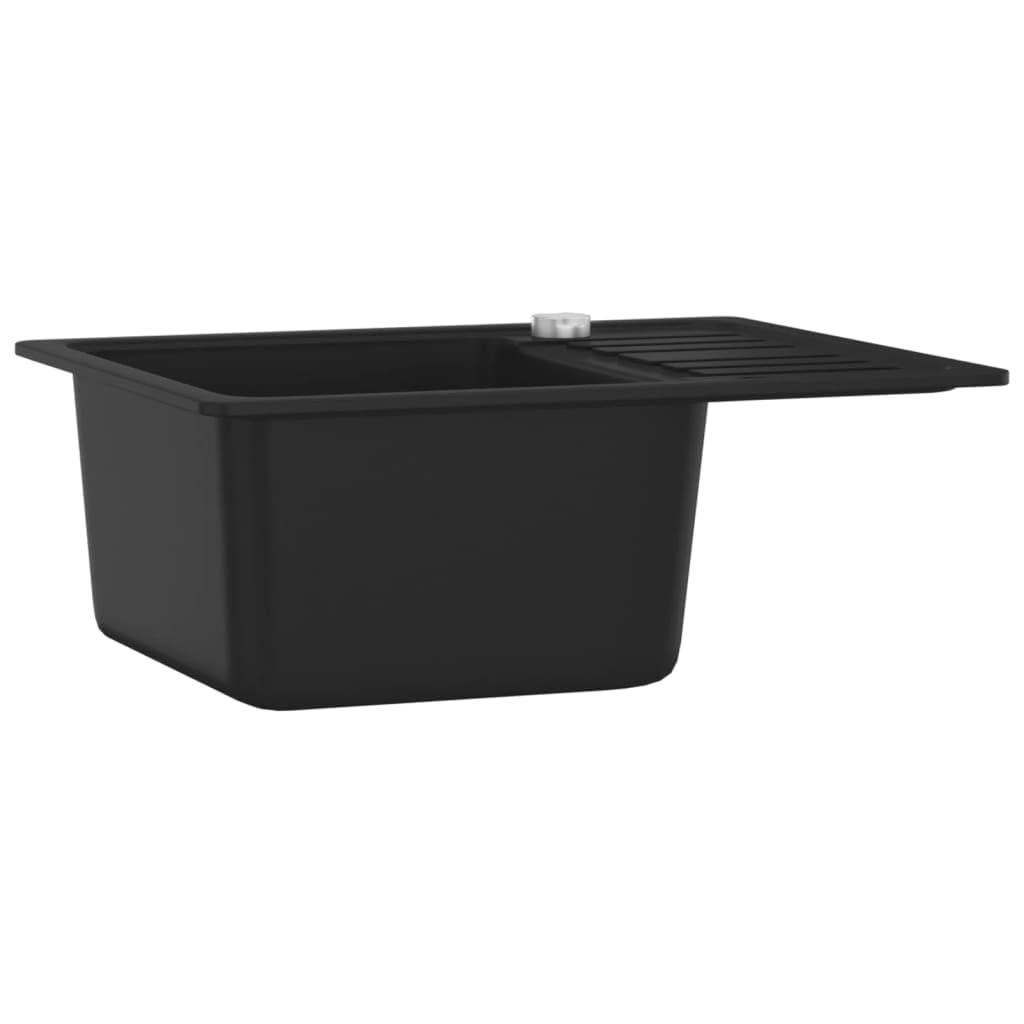 vidaXL Heimwerker Granitspüle Einzelbecken Schwarz reversibel