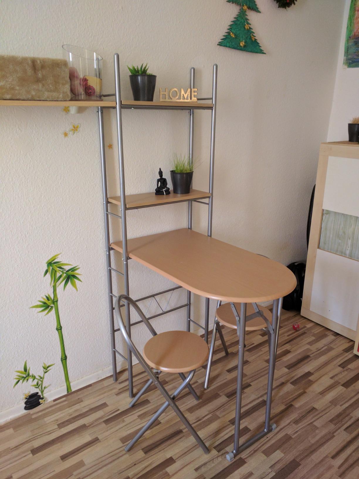 vidaXL Frühstückstisch klappbar mit 2 Stühlen Stahl