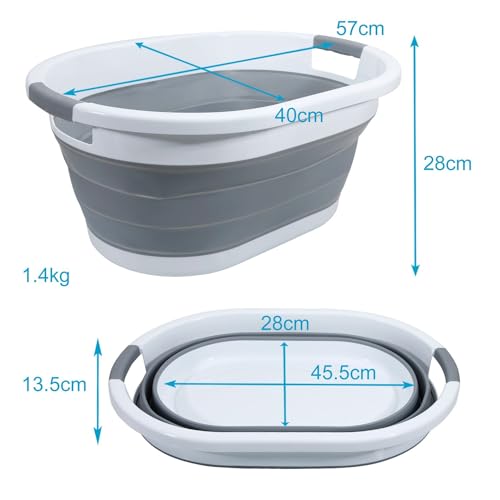 Intirilife Wäschekorb faltbar Grau-Weiß 36 L 61x44,5 cm
