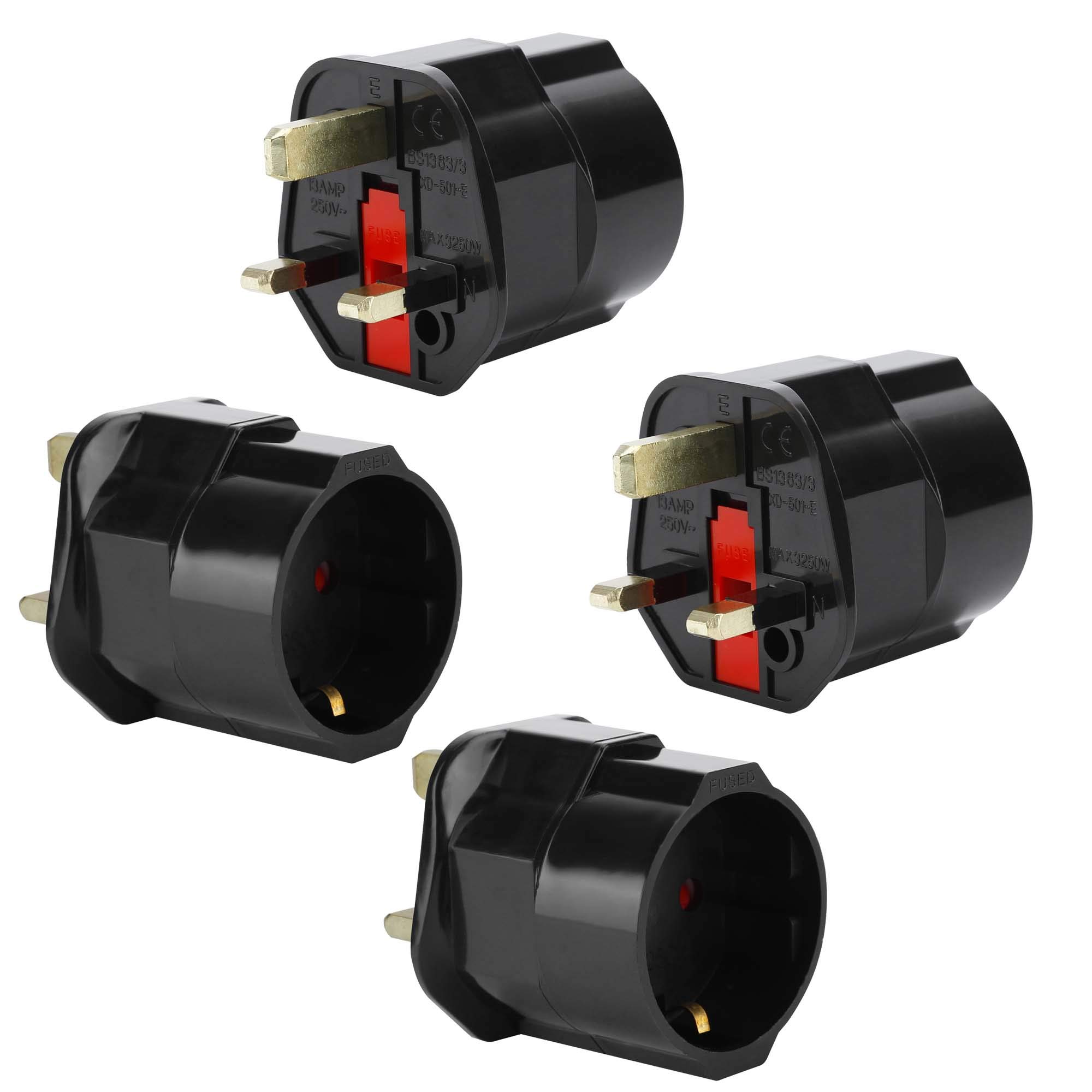 Intirilife Reiseadapter UK auf EU Stecker schwarz 4er Set