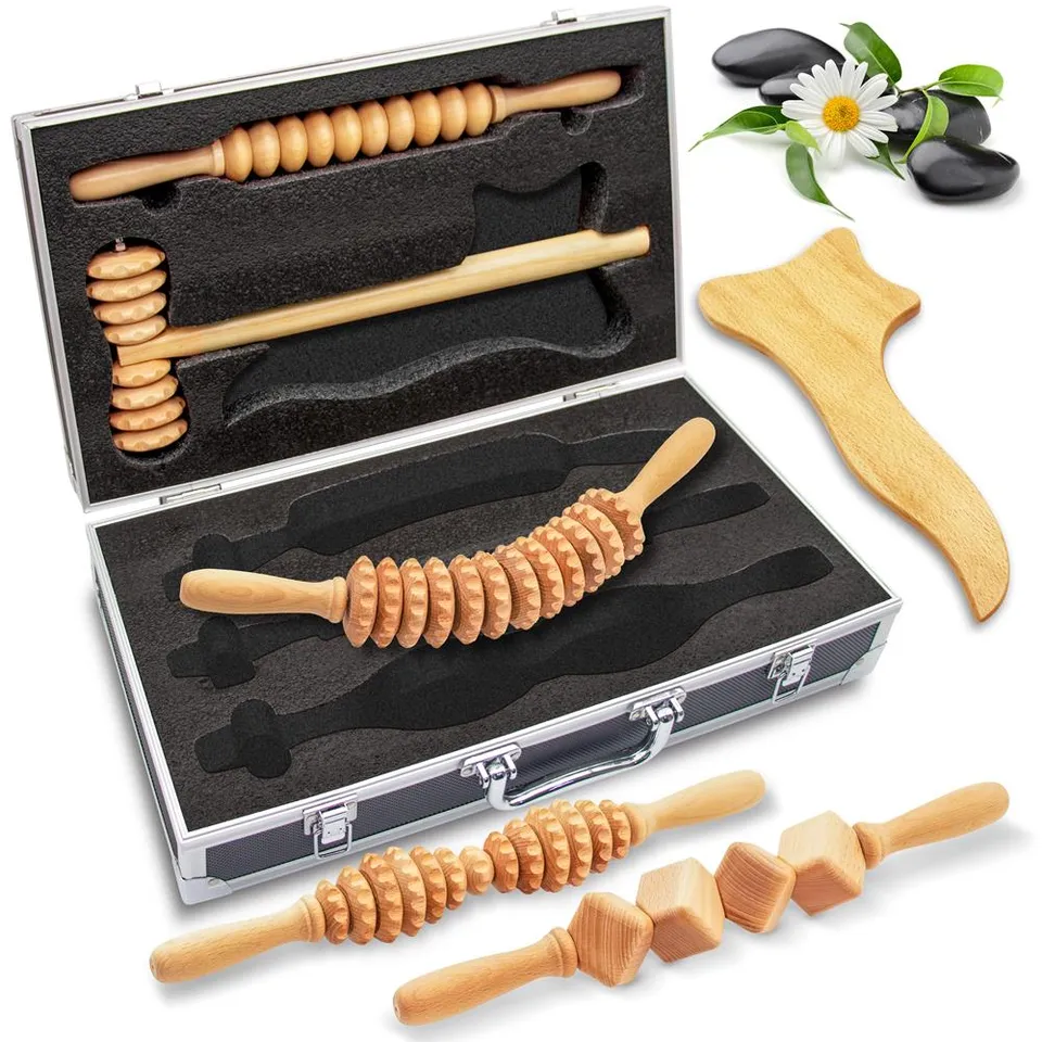 Serenelife Massage 5tlg Holz Massage Set Natur