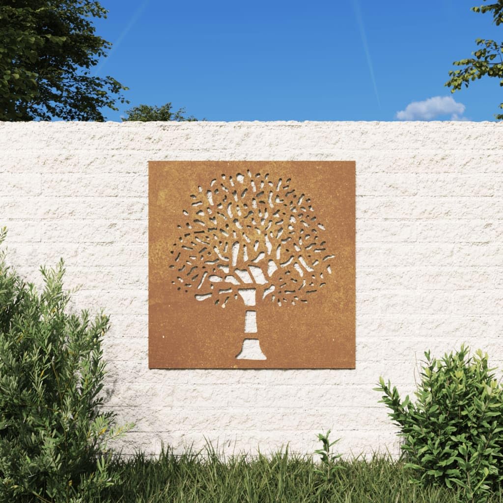 vidaXL Heim & Garten Wanddeko 55x55 cm Cortenstahl Baum-Design