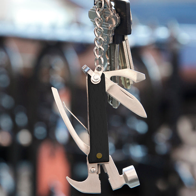 Kikkerland Mini Hammer Multitool schwarz mit Schlüsselring