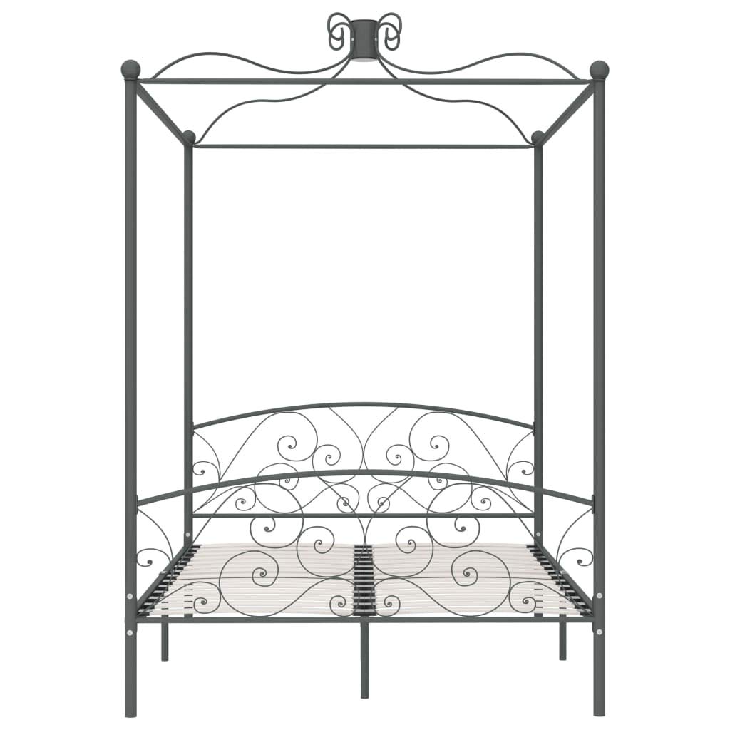 vidaXL Möbel Himmelbett 140x200 cm Metall Grau Lattenrost