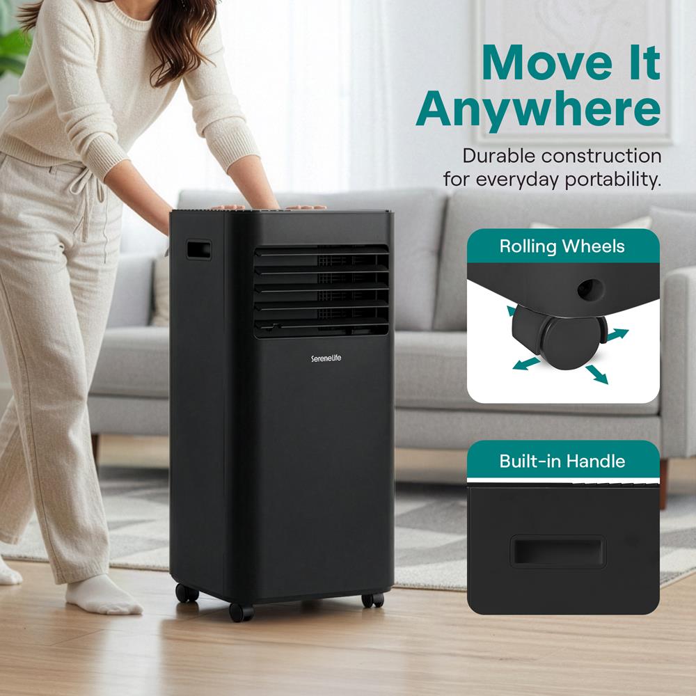 Serenelife Portable AC mobiles Klimagerät 10000 BTU Schwarz