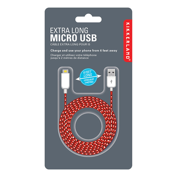 Kikkerland Micro-USB Ladekabel extra lang geflochten